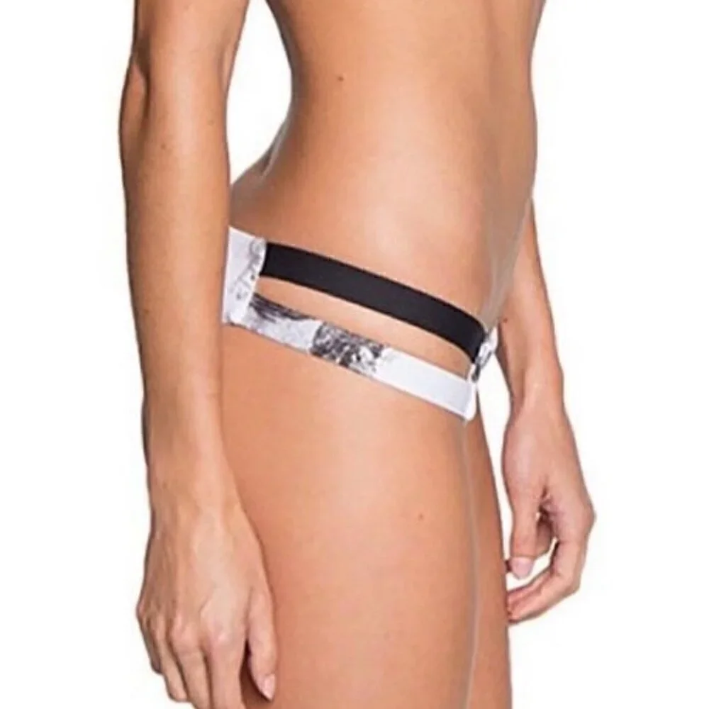 NWT Tavik Chloe Mini Cutout Swim Bottom in White Smudge - Extra Small